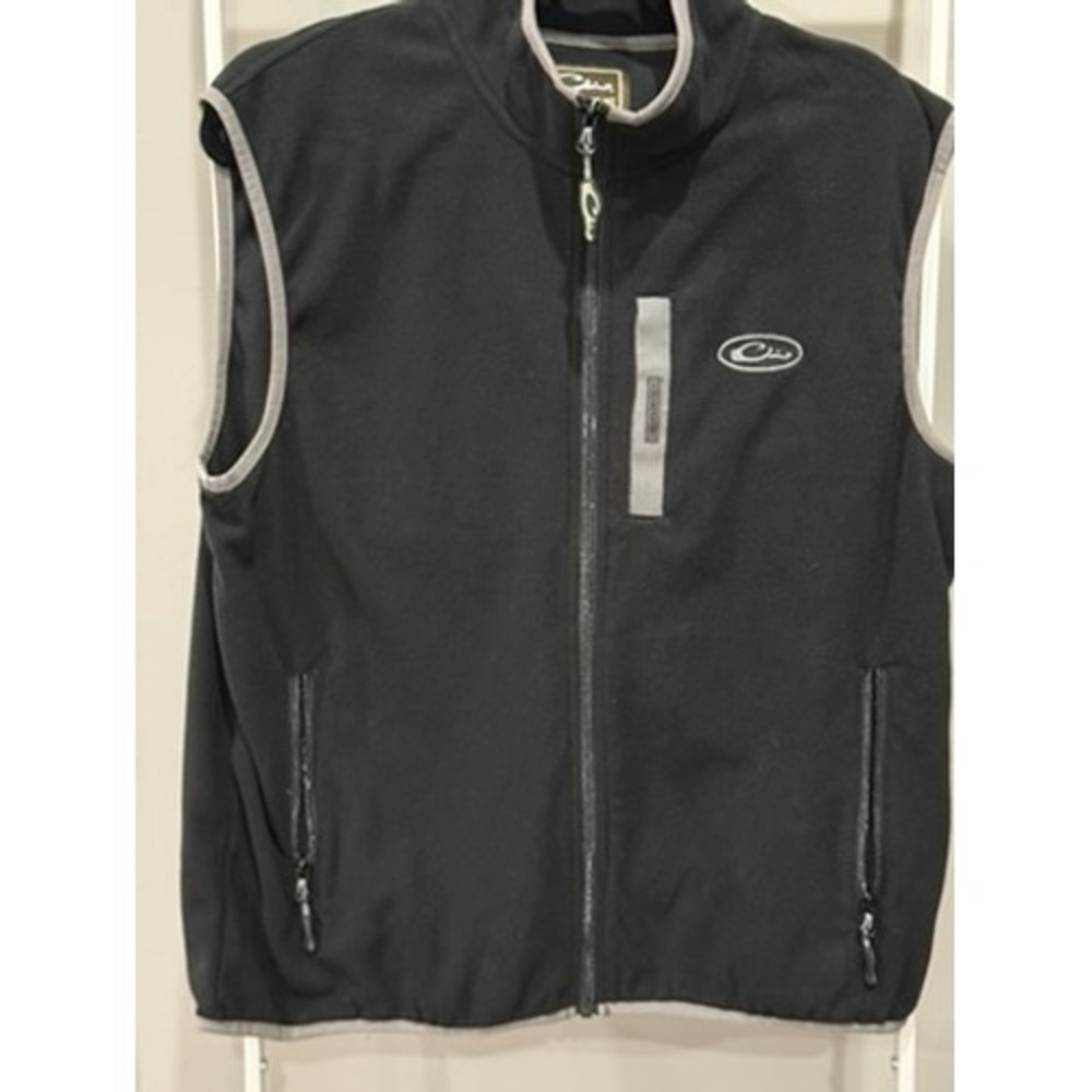 Drake Waterfowl Mens Fleece Vest Black Grey Full Zip‎ Hunting Fishing